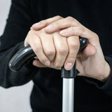 BASTÓN ALUMINIO GRIS CON MANGO NEGRO